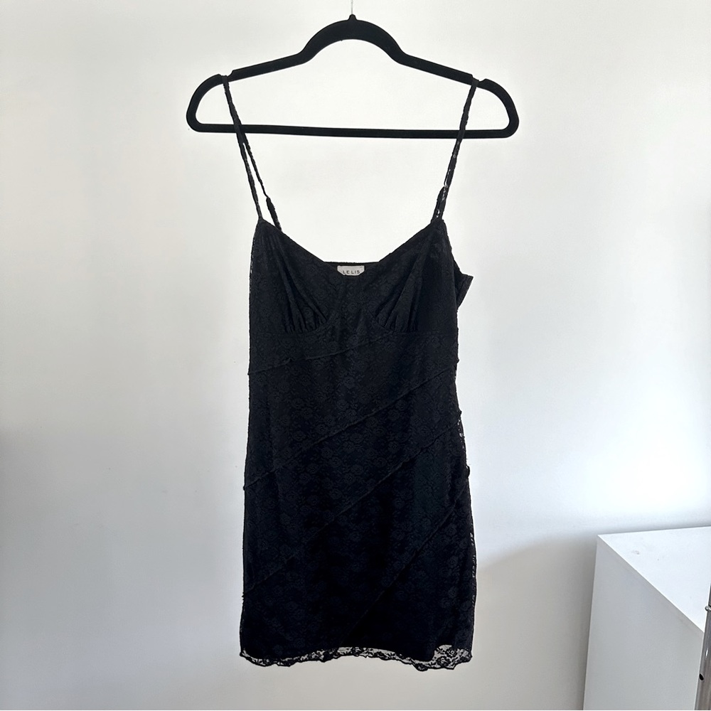 Black Lace Bodycon Mini Dress Adjustable Spaghetti Straps Date Night Party Dress